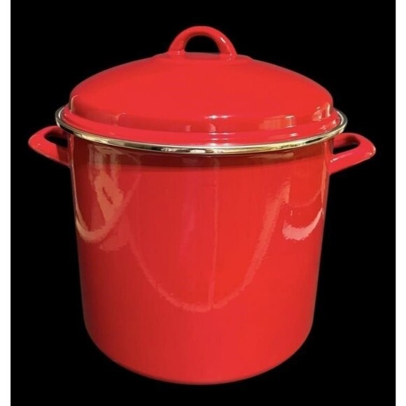 Tools of the Trade Enamel RED & WHITE 16 Qt. Covered Stockpot Home Kitchen NWOB - Picture 1 of 6